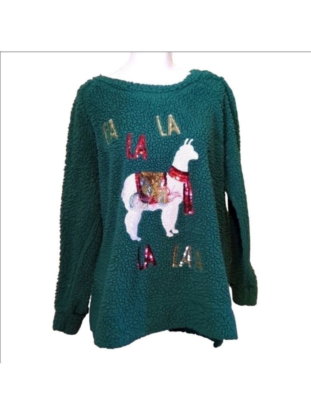 Rockin Around Llama Ugly Christmas Sweater Fleece Large